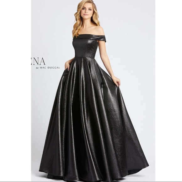 Mac Duggal Dresses & Skirts - Ieena Evening Dress Ball Gown Maxi Black Full Skirt Off Shoulder Mac Duggal 4 S